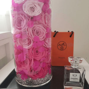 Rosé Designs YYC Pink Roses Cylinder Vase Collection