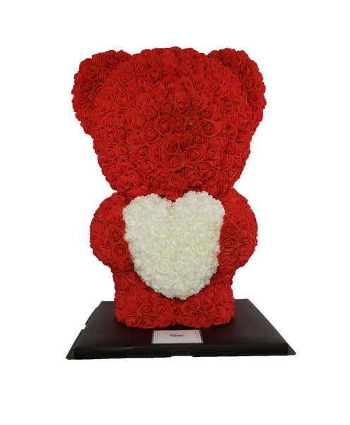 Red Large Rose Bear with White Giant Heart
