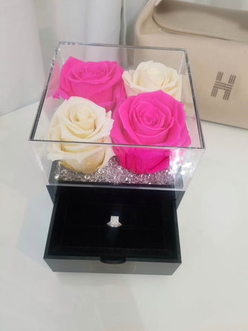4 Rose Jewelry Box Black Reflection