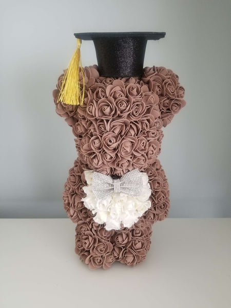 Rose Teddy Brick Brown Bear with Grad Hat