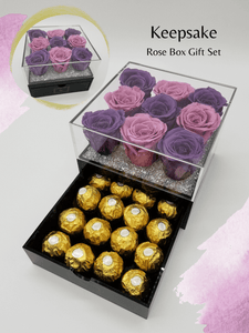Keepsake Rose Box Gift Set with Ferrero Rocher Golden Nuggets