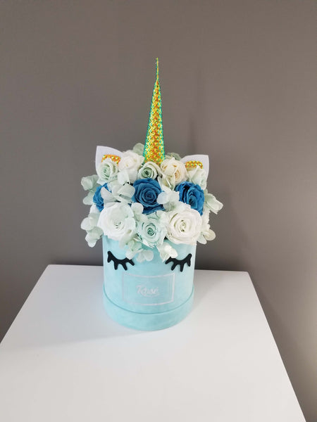 Rosé Designs Blue Unicorn Bouquet Front View