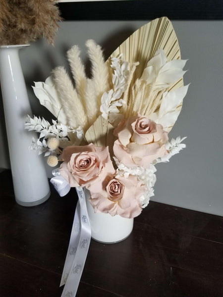 Rosé Designs Boho Chic Medium Bouquet with 3 pink roses