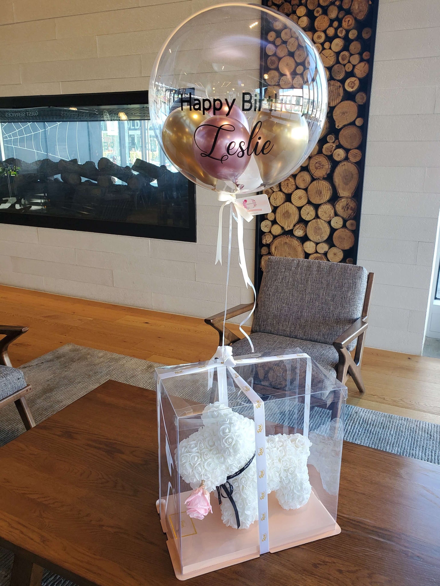 Rose Dog gift with Helium Balloon package