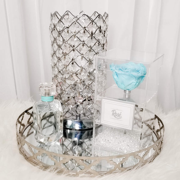 Tiffany Blue Single Rose perfume and crystal lamp