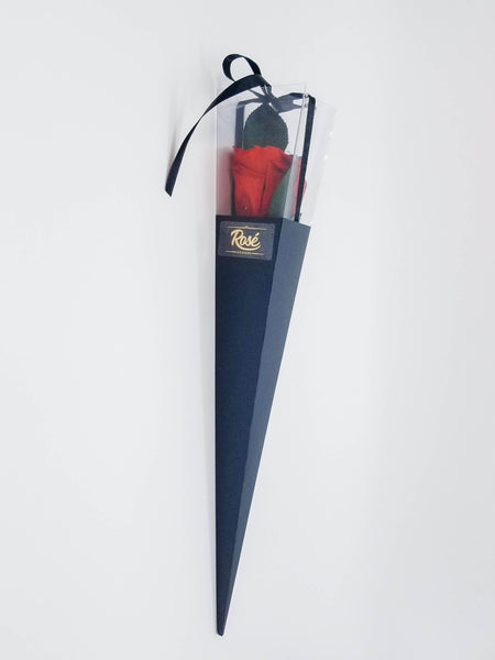 Single Red Eternal Rose in Black Clone Box