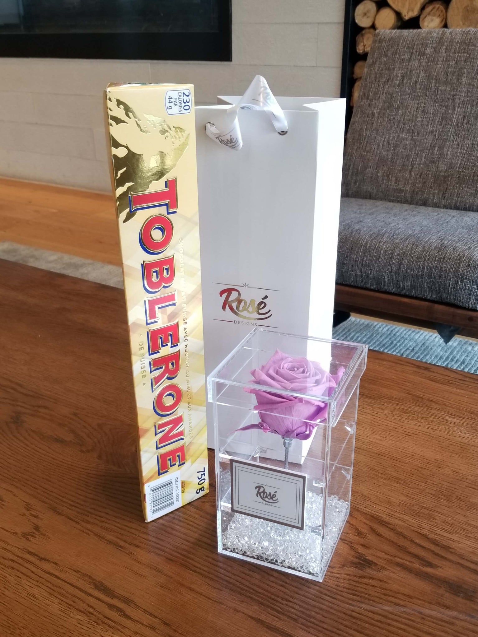 Single Rose Box & Giant Toblerone Gift Set