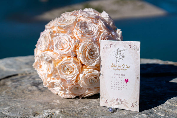Wedding Bouquet with Save the date card