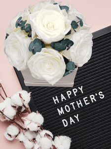 Happy Mother's Day with White Rose Bouquet